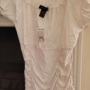 Ashley Stewart White Ruched Top